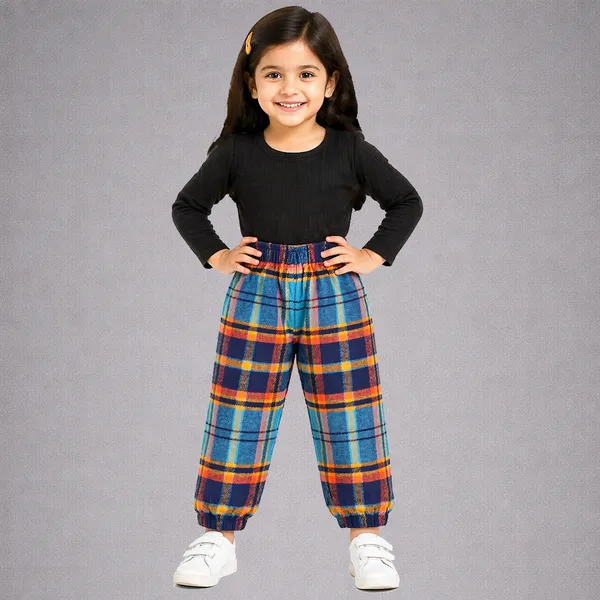 Blue_Premium_Checkered_Flannel_Carrot_Pants_For_Kids