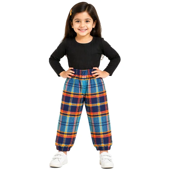 Blue_Premium_Checkered_Flannel_Carrot_Pants_For_Kids
