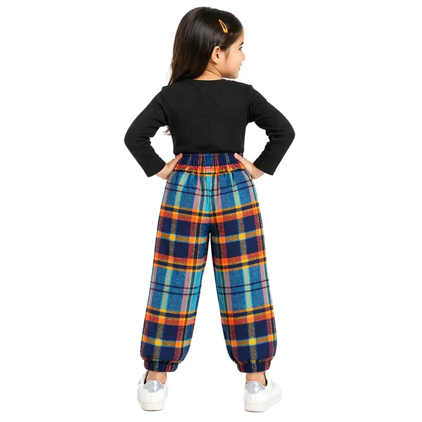 Blue_Premium_Checkered_Flannel_Carrot_Pants_For_Kids