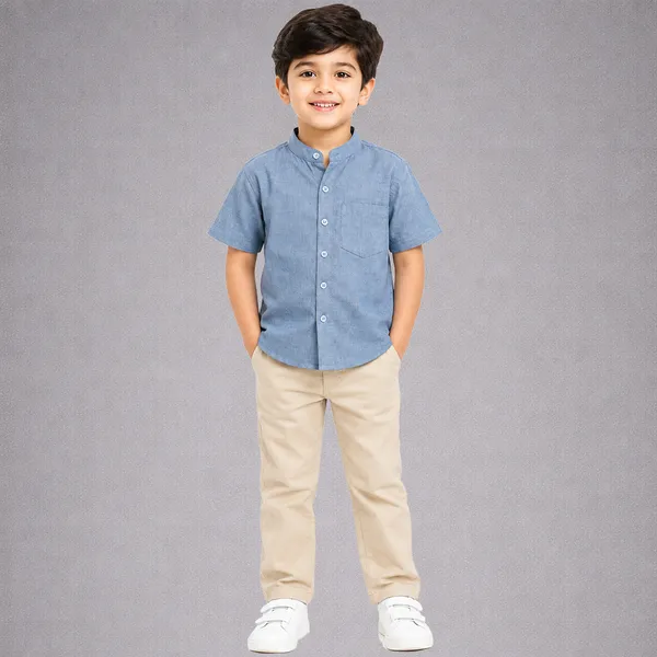 Sky_Blue_Half_Sleeves_Lenin_Blend_Shirts_For_Kids