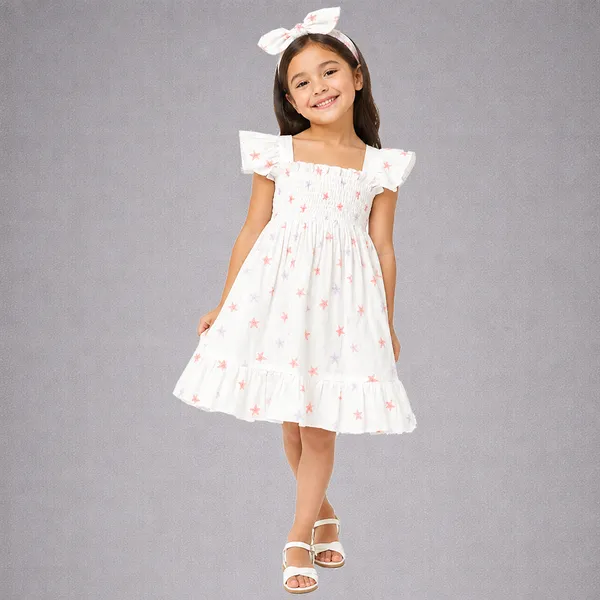 Star_Print_Shierred_Mul_Cotton_Dress