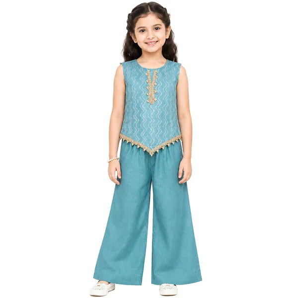 Teal_and_Gold_Embroiderd_Plazzo_Set