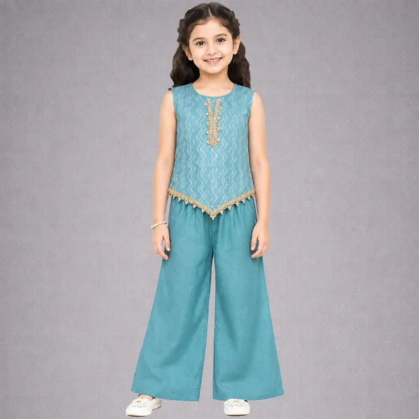 Teal_and_Gold_Embroiderd_Plazzo_Set