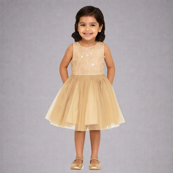 Gold_Premium_Party_Dress_With_Back_Bow_For_Kids