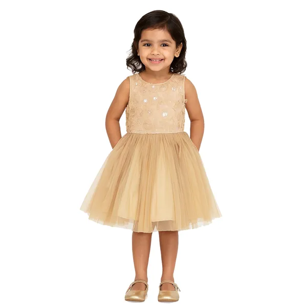 Gold_Premium_Party_Dress_With_Back_Bow_For_Kids