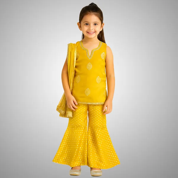 Yellow_Premium_Sharara_Set_For_Kids