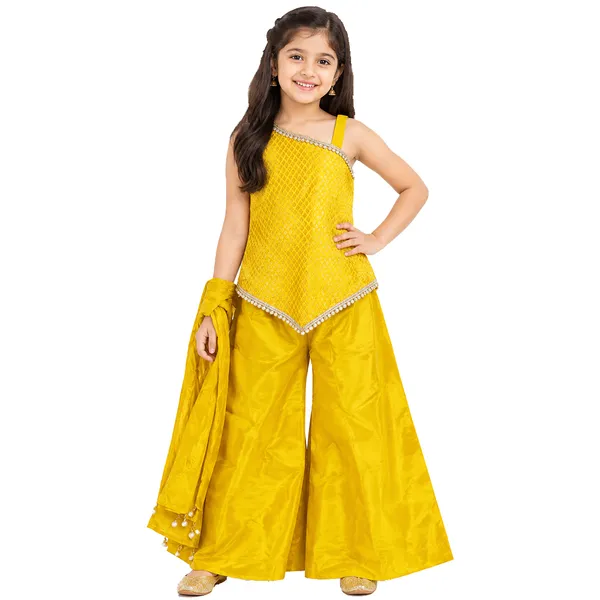 Yellow_Premium_Brocade_Sharara_Set_For_Kids