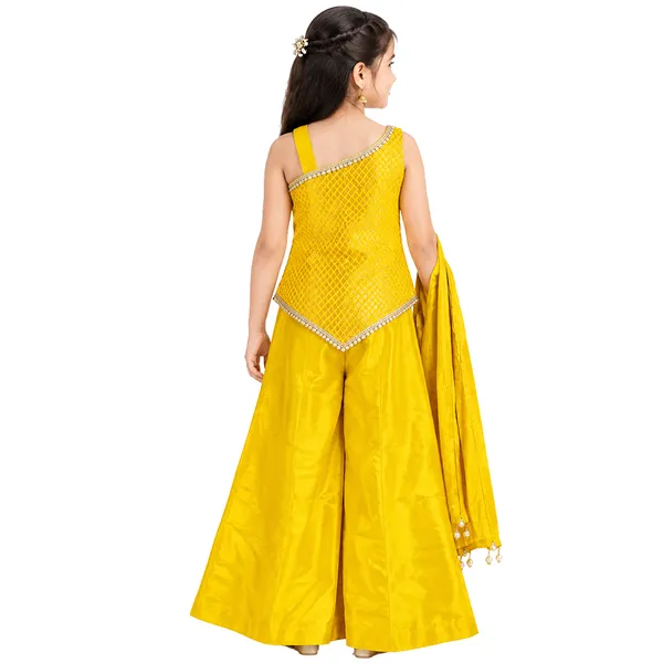Yellow_Premium_Brocade_Sharara_Set_For_Kids