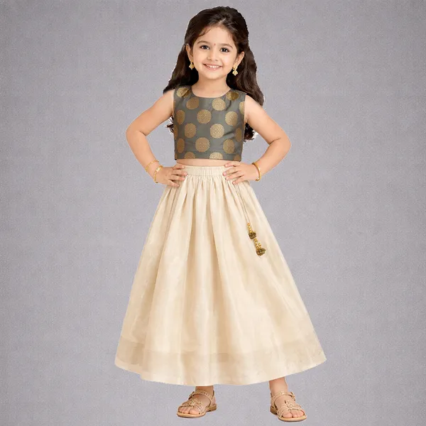 Green_Premium_Back_Bow_Lehenga_Choli_For_Kids