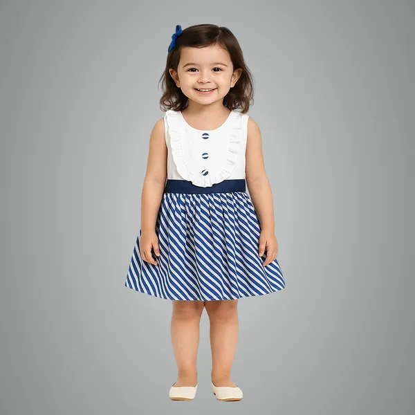 Blue_And_White_Premium_Fit_And_Flare_Knee_Length_Dress_For_Kids