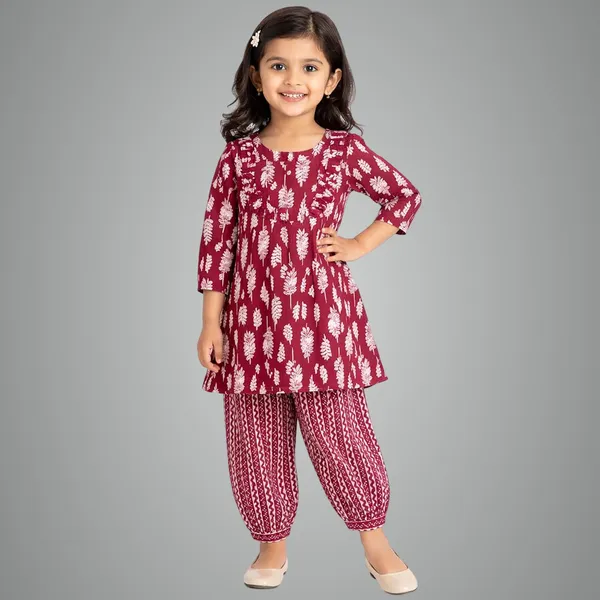 Maroon_Premium_Kurta_Set_With_Balloon_Pant_For_Kids