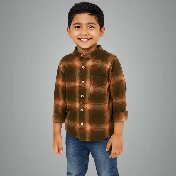 Green_Premium_Checkered_Flannel_Long_Sleeve_Shirts_For_Kids