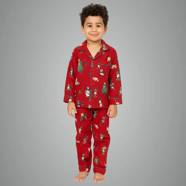 Red_Premium_Cotton_Flannel_Long_Sleeve_Night_Suit_For_Kids