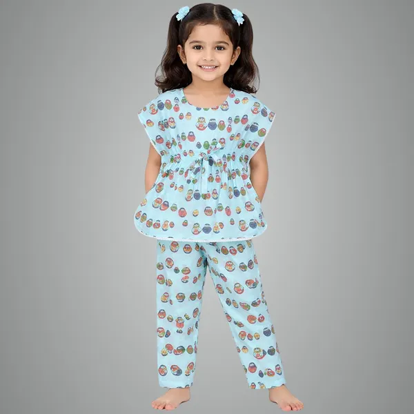 Blue_Premium_Doll_Print_Cotton_Kaftan_Set_For_Kids