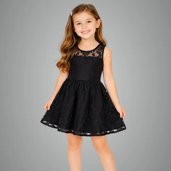 Black_Premium_Back_Bow_Fit_&_Flare_Lace_Dress_For_Kids