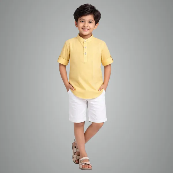 Yellow_Premium_Cotton_Kurta_Shirt_For_Kids