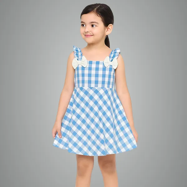 Blue_Checkered_Fit_And_Flare_Knee_Length_Dress_For_Girls