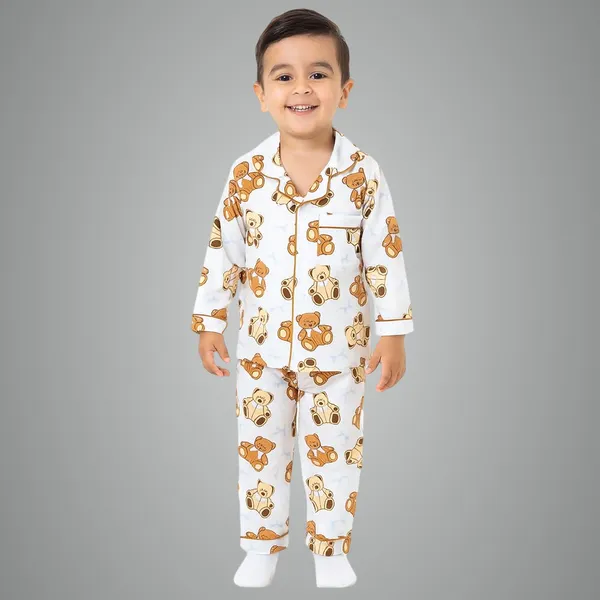 Teddy_Print_Cotton_Full_Sleeves_Night_Suits_For_Kids
