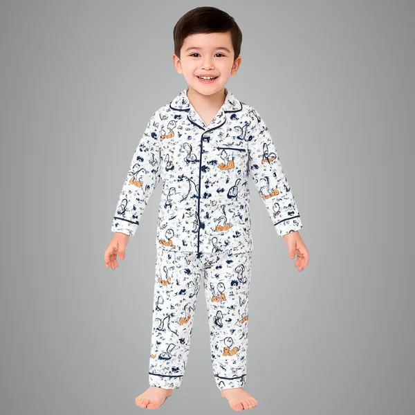 White_Premium_Cartoon_Print_Cotton_Full_Sleeves_Night_Suits_For_Kids