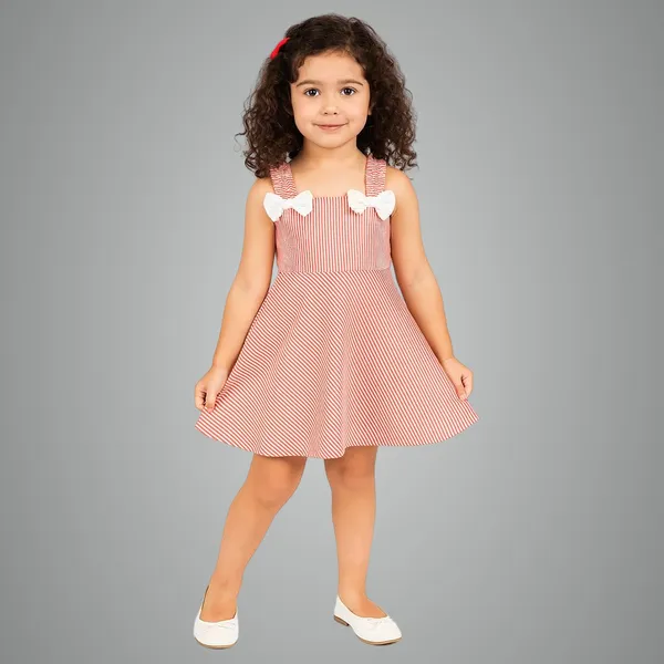 Red_Premium_Checkered_Stripes_Fit_And_Flare_Knee_Length_Dress_For_Kids
