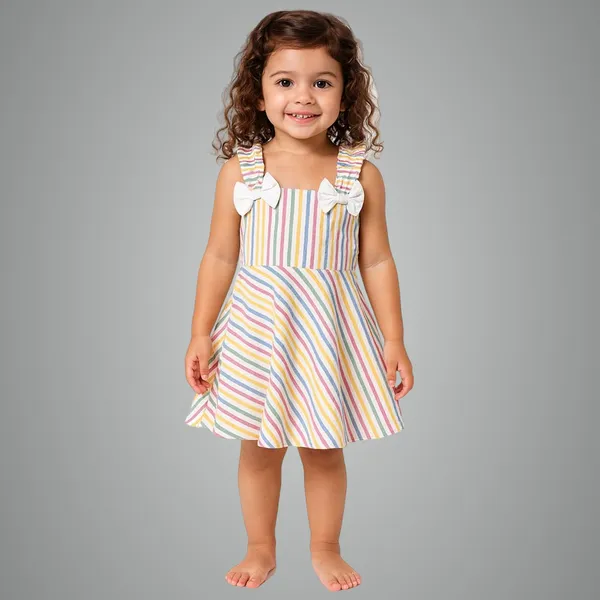 Multicolor_Premium_Checkered_Stripes_Fit_And_Flare_Knee_Length_Dress_For_Kids