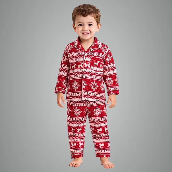 Red_Premium_Christmas_Print_Velvet_Full_Sleeves_Night_Suit_For_Kids