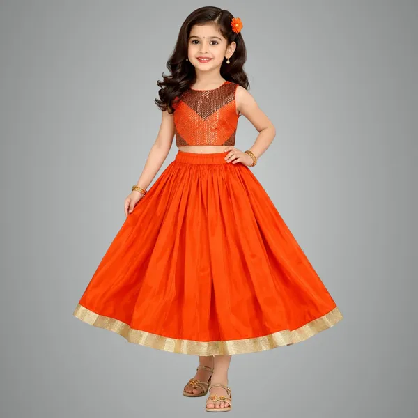 Orange_Premium_Sequence_Lehenga_Choli_For_Kids