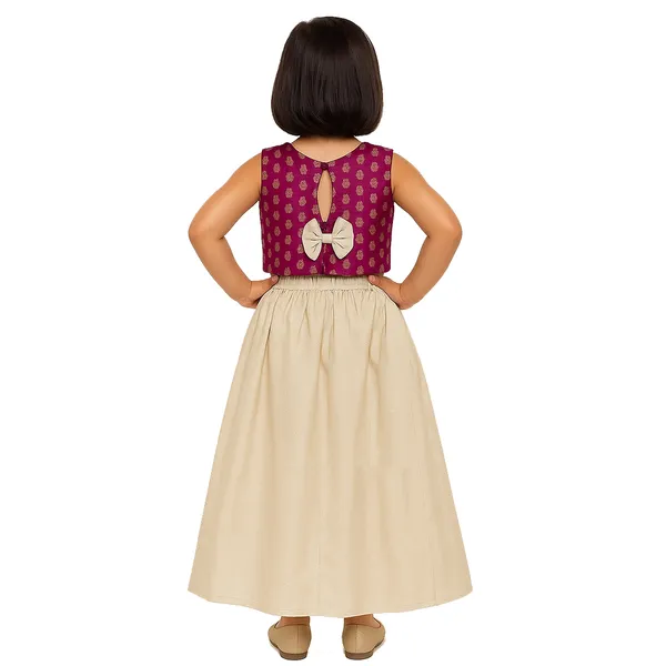 Magenta_Premium_Back_Bow_Lehenga_Choli_For_Kids