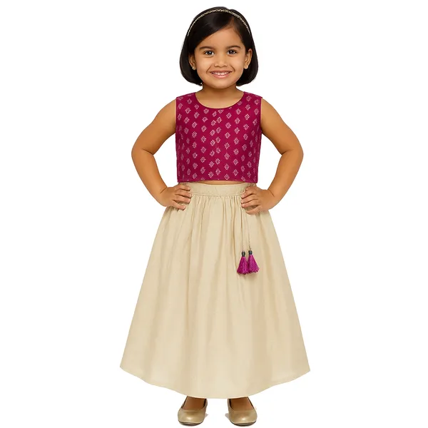 Magenta_Premium_Back_Bow_Lehenga_Choli_For_Kids