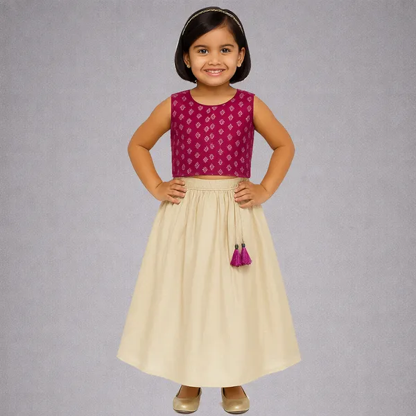 Magenta_Premium_Back_Bow_Lehenga_Choli_For_Kids