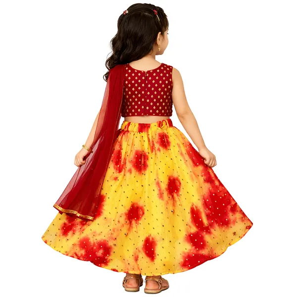 Yellow_Premium_Batik_Lehenga_Choli_For_Kids