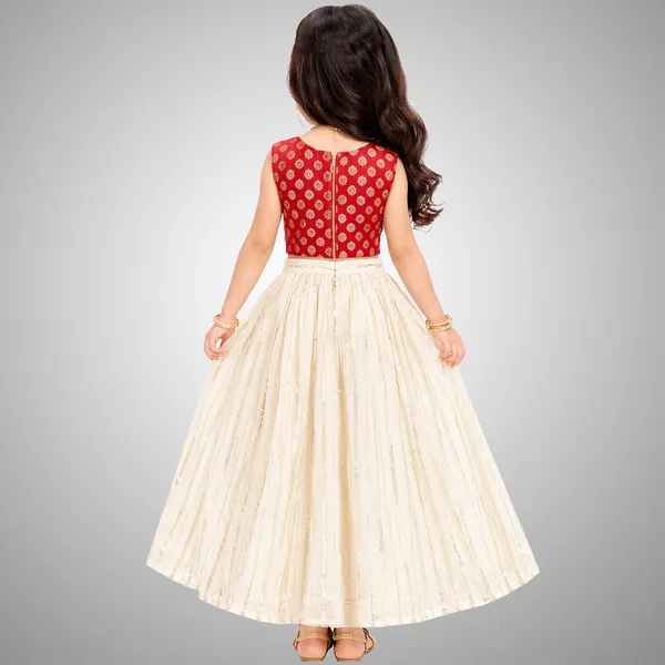 Red_Premium_Stripes_Readymade_Lehenga_Choli_Set_For_Kids