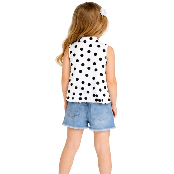 White_Premium_Polka_Dot_Knotted_Collar_Shirt_For_Kids