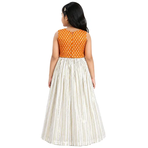 Orange_Premium_Stripes_Readymade_Lehenga_Choli_Set_For_Kids