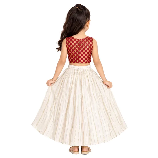 Maroon_Premium_Stripes_Readymade_Lehenga_Choli_Set_For_Kids