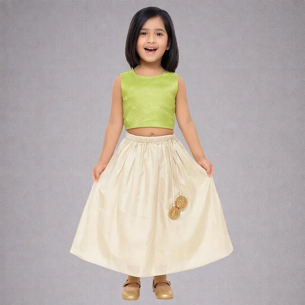 Green_Premium_Back_Bow_Lehenga_Choli_For_Kids