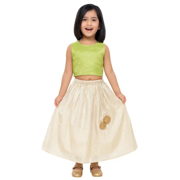 Green_Premium_Back_Bow_Lehenga_Choli_For_Kids