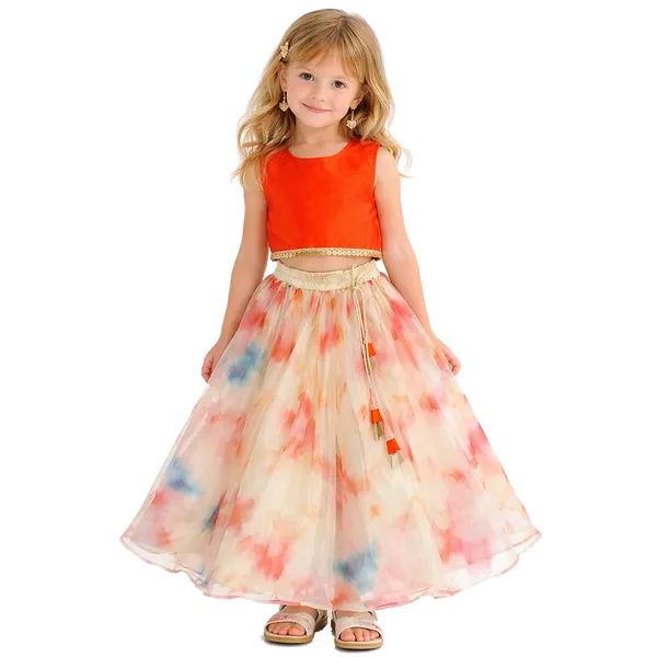 Orange_Premium_Organza_Lehenga_Choli_For_Kids