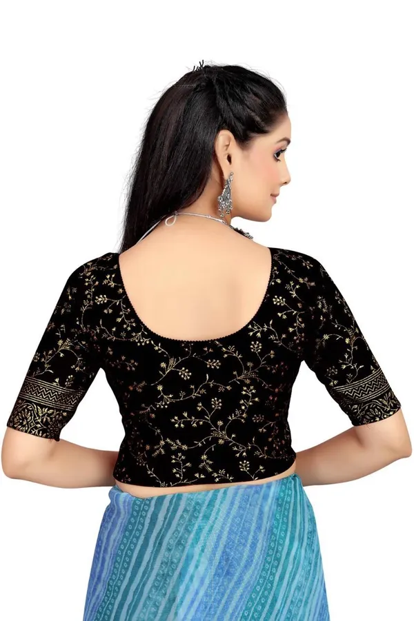 Black_&_Green_Velvet_Premium_Fancy_Blouse_For_Women_(Pack_Of_2)