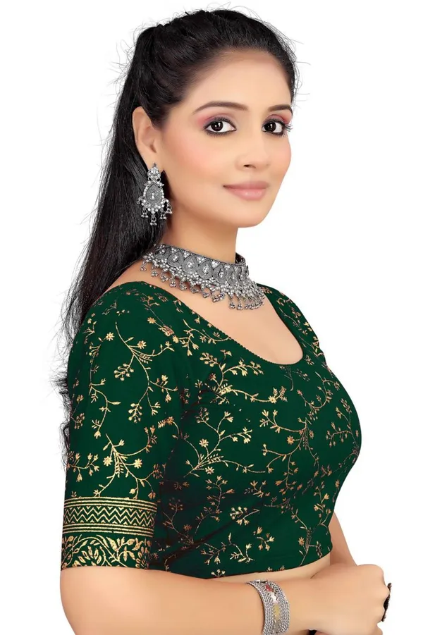 Black_&_Green_Velvet_Premium_Fancy_Blouse_For_Women_(Pack_Of_2)