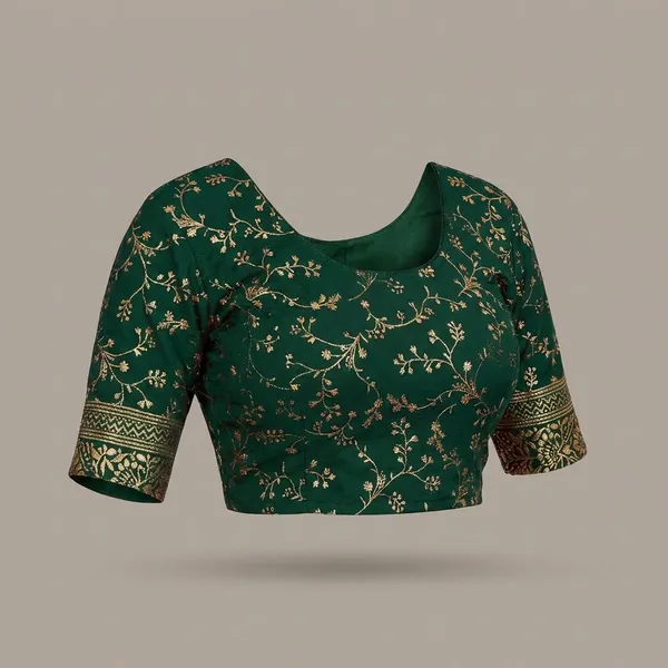 Green_&_Golden_Velvet_Premium_Fancy_Blouse_For_Women_(Pack_Of_2)