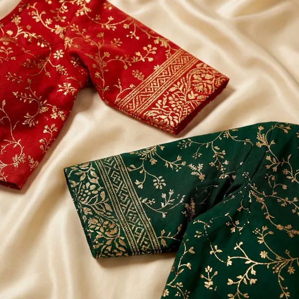 Green_&_Red_Velvet_Premium_Fancy_Blouse_For_Women_(Pack_Of_2)