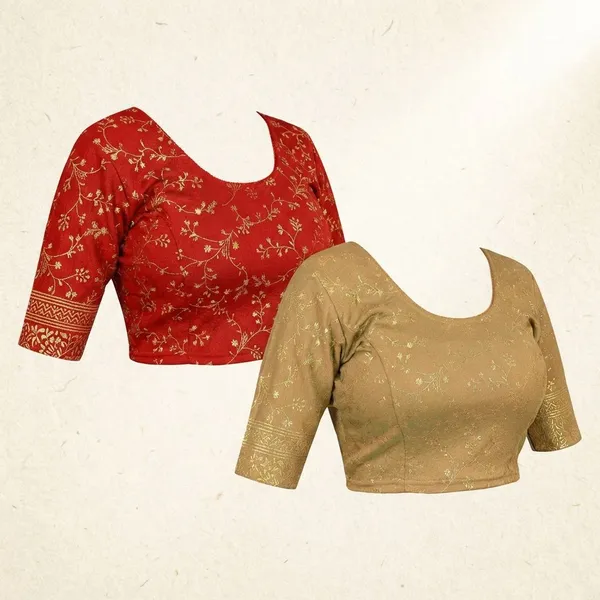 Red_&_Golden_Velvet_Premium_Fancy_Blouse_For_Women_(Pack_Of_2)