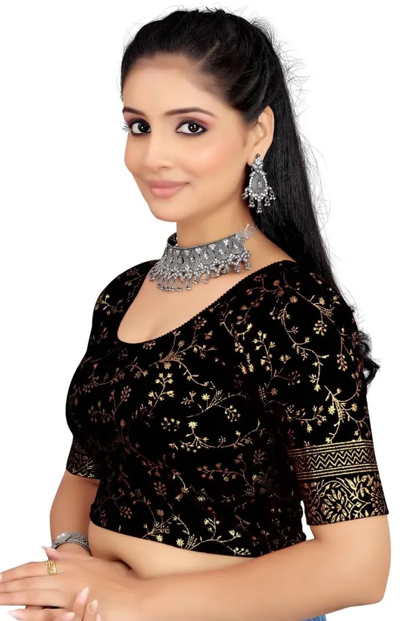 Black_&_Red_Velvet_Premium_Fancy_Blouse_For_Women_(Pack_Of_2)