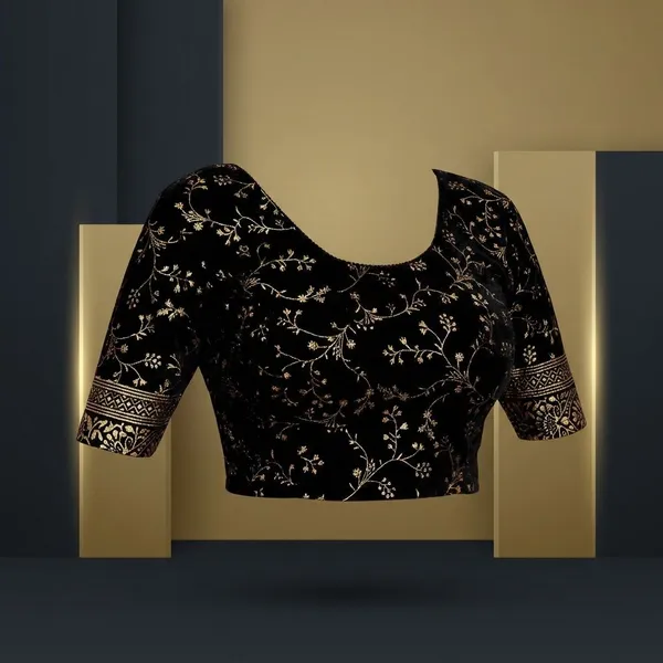 Black_&_Green_Velvet_Premium_Fancy_Blouse_For_Women_(Pack_Of_2)