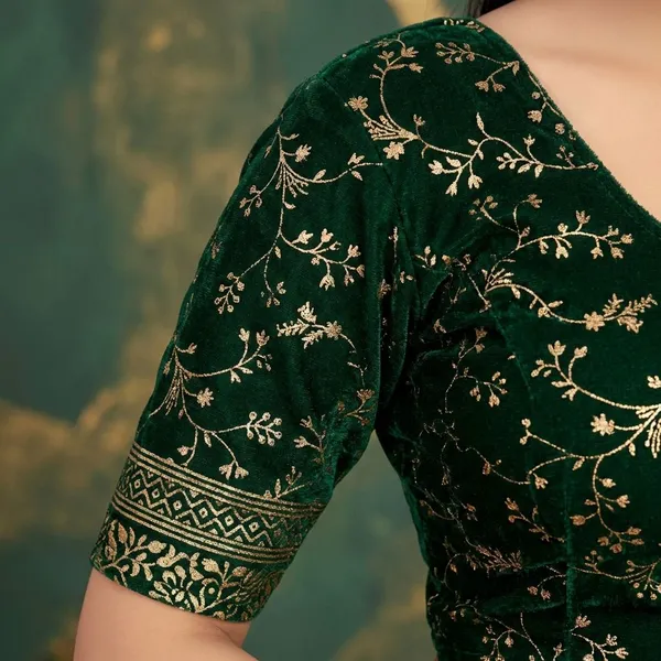 Black_&_Green_Velvet_Premium_Fancy_Blouse_For_Women_(Pack_Of_2)