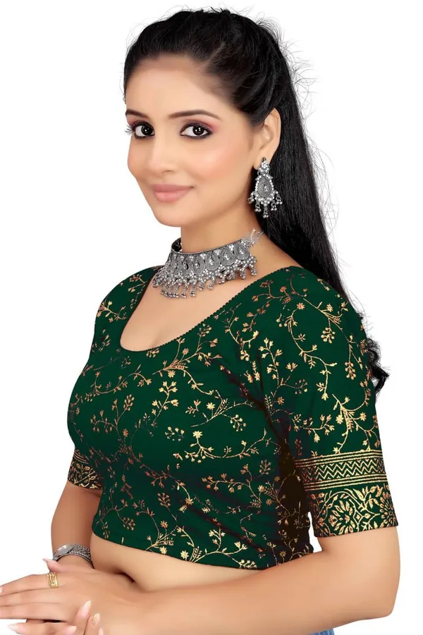 Green_&_Golden_Velvet_Premium_Fancy_Blouse_For_Women_(Pack_Of_2)