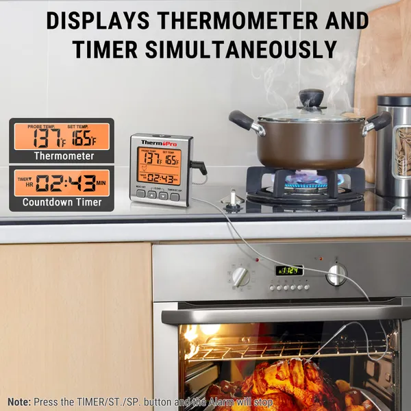ThermoPro_TP-16S_Digital_Food_Thermometer_-_Accurate_Wired_&_Barbeque_Thermometer_for_Smoker,_Grilling_&_BBQ_with_Cooking_Timer_and_Backlight