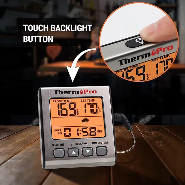 ThermoPro_TP-16S_Digital_Food_Thermometer_-_Accurate_Wired_&_Barbeque_Thermometer_for_Smoker,_Grilling_&_BBQ_with_Cooking_Timer_and_Backlight