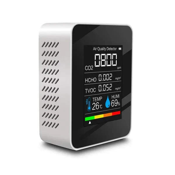 White_Professional_Indoor_Air_Quality_Monitor,_5_In_1_Portable_Air_Quality_Tester_For_Co2_TVOC_HCHO_Temp_Hum_For_Home_Cars_Plants_And_Pets_So_On_White